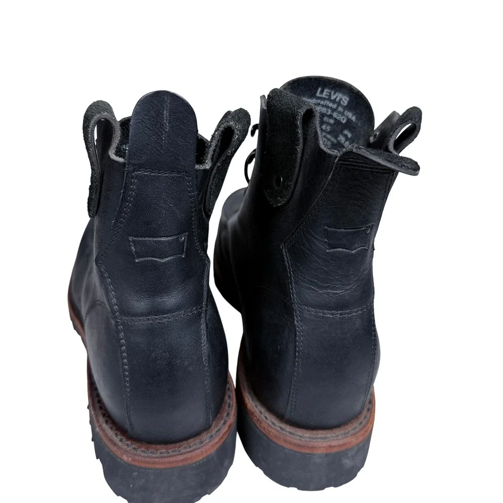 Levi's Moc Toe Boots Mens 11 Black Leather Handcrafted USA Vibram Lug 515063-62Q